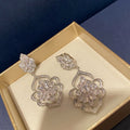 Light Luxury Vintage Copper Zircon Hollow Flower Pendant Stud Earrings For Women view 4