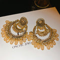 Vintage Palace Style Round Acrylic Rhinestone Tassel Drop Earrings With Silver Pins view 4