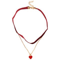 Light Luxury Velvet Enamel Heart Pendant Necklace With Line Detail For Elegant Collarbone Style view 5