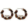 Vintage Woven Fabric C-Shaped Hoop Earrings With Zircon Accents And Silver Posts view 5