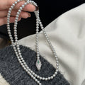 Light Luxury French Style Faux Pearl Zircon Beaded Snake Sweater Necklace view 2
