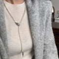Light Luxury French Style Faux Pearl Zircon Beaded Snake Sweater Necklace view 3