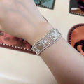 18K Gold Plated Copper Open Cuff Bracelet With Hollow Mesh Geometric Minimalist Design view 2