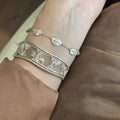 18K Gold Plated Copper Open Cuff Bracelet With Hollow Mesh Geometric Minimalist Design view 4