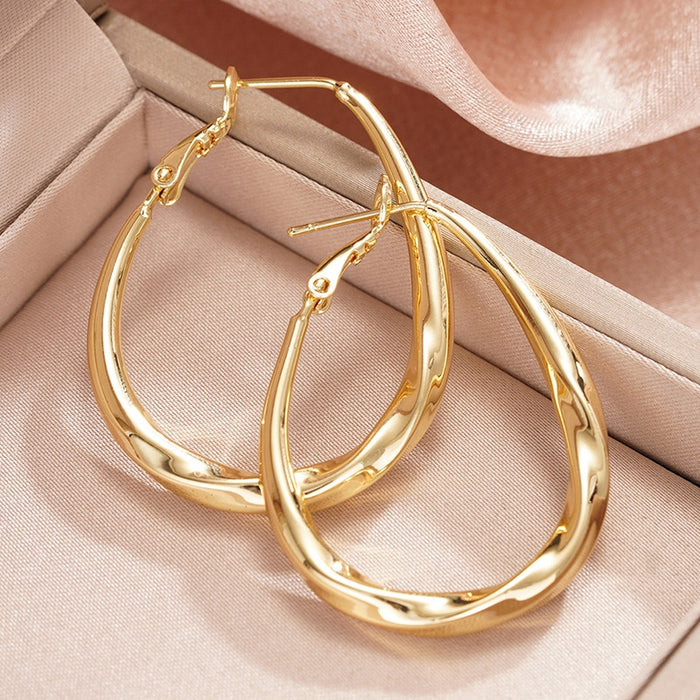 Trendy Asian Style Water Drop Spiral Ear Cuffs For Women, Large Medium Small Middle East Jewelry Earrings