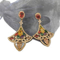 Light Luxury Colorful Zircon Geometric Fan Heart Stud Earrings For Women view 5