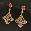 Light Luxury Colorful Zircon Geometric Fan Heart Stud Earrings For Women view 2