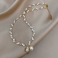 Sparkling Zircon Faux Pearl Beaded Gourd Sweater Necklace, French Vintage Light Luxury Jewelry view 4