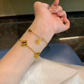 18K Gold Plated Copper Tiger Eye Stone Hollow Gourd Bracelet, New Chinese Style Jewelry for Women view 2