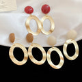 Silver Pin Brushed Metal Oval Resin Bean Stud Earrings Chic Light Luxury Jewelry view 2
