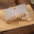 6 Pairs Vintage Gold Alloy Geometric Hoop Pearl Drop Earrings Set For Women Elegant Fashion Earrings view 3