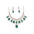 Copper Teardrop Rhinestone Tassel Necklace And Drop Earrings Jewelry Set Old Money Style view 5