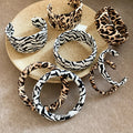 Faux Leather Leopard Zebra Print Open Bangle European American Retro Fashion Bracelet view 2