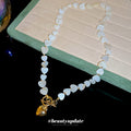 Mother Of Pearl Shell Heart Pendant Light Luxury Sweater Necklace For Women view 2