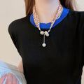 Vintage Ethnic Leopard Print Acrylic Round Bead Pearl Pendant Choker Necklace For Women view 3
