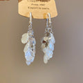 Elegant Faux Pearl Petal Flower Tassel Drop Earrings With Silver Needle Studs For Women view 4