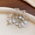 Elegant Faux Pearl Petal Flower Tassel Drop Earrings With Silver Needle Studs For Women view 2