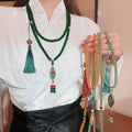 Vintage Ethnic Glass Crystal Beaded Oval Geometric Necklace New Chinese Style Collarbone Waist Chain view 1