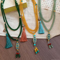 Vintage Ethnic Glass Crystal Beaded Oval Geometric Necklace New Chinese Style Collarbone Waist Chain view 4