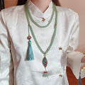 Vintage Ethnic Glass Crystal Beaded Oval Geometric Necklace New Chinese Style Collarbone Waist Chain view 3