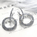 Crystal Pave Circle Drop Earrings In Four Metal Colors view 4
