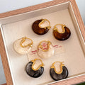 French Vintage Resin Geometric U Shaped Round Ear Cuff Earrings For Vacation Style view 3