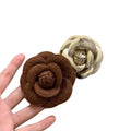 Plush Flocked Leather Flower Brooch For Women, Minimalist Autumn Winter Fashion Pin view 5