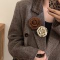 Plush Flocked Leather Flower Brooch For Women, Minimalist Autumn Winter Fashion Pin view 3