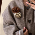 Plush Flocked Leather Flower Brooch For Women, Minimalist Autumn Winter Fashion Pin view 1