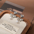 Elegant Colorful Enamel Flower Rhinestone Butterfly Tassel Faux Pearl Drop Stud Women's Earrings view 3