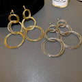 Light Luxury Alloy Stacked Circle Stud Earrings For Women, Minimalist Metal Geometric Design view 4
