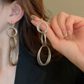 Light Luxury Alloy Stacked Circle Stud Earrings For Women, Minimalist Metal Geometric Design view 3