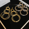Light Luxury Alloy Stacked Circle Stud Earrings For Women, Minimalist Metal Geometric Design view 2