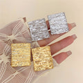 Alloy Silver Needle Geometric Square Pleated Stud Earrings Minimalist Old Money Style With Circular Accent view 2