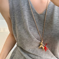 Style Wax Cord Hippopotamus Crystal Tail Pendant Creative Collarbone Sweater Necklace for Women view 4