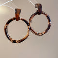 Vintage Resin Geometric Round Bamboo Pendant Drop Earrings With Silver Pins For Women view 4