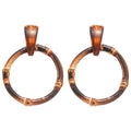 Vintage Resin Geometric Round Bamboo Pendant Drop Earrings With Silver Pins For Women view 5