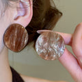 Acrylic Geometric Round Drop Earrings With Silver Pin Modern Statement Jewelry view 4