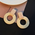 Bohemian Beach Vacation Wooden Stud Handmade Woven Rattan Round Hoop Statement Vintage Drop Earrings view 4