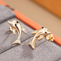Cute Metal Dolphin Stud Earrings For Women, Niche Daily Wear Small Ear Jewelry Accessory view 3