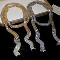 Luxury Copper Rhinestone Geometric Tassel Sweater Necklace For Women Fashion Waist Chain view 2