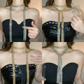 Luxury Copper Rhinestone Geometric Tassel Sweater Necklace For Women Fashion Waist Chain view 1