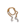 Luxury Copper Rhinestone Geometric Tassel Sweater Necklace For Women Fashion Waist Chain view 5
