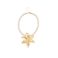 Alloy Woven Flower Necklace And Earrings Jewelry Set, European Style Smooth Collarbone Chain Design view 5