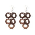 Vintage Coconut Shell Round Tassel Earrings And Necklace Jewelry Set For Boho Sweater Chain Style view 5