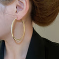 Rhinestone Double Layer Interwoven Copper Hoop Earrings For Women, Minimalist Light Luxury Style view 4