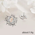 Two Tone Horseshoe Geometric Stud Earrings For Women Micro Paved Zircon Light Luxury Jewelry view 4