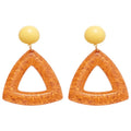 Minimalist Mixed Material Acrylic Resin Round Triangle Pendant Drop Earrings view 5