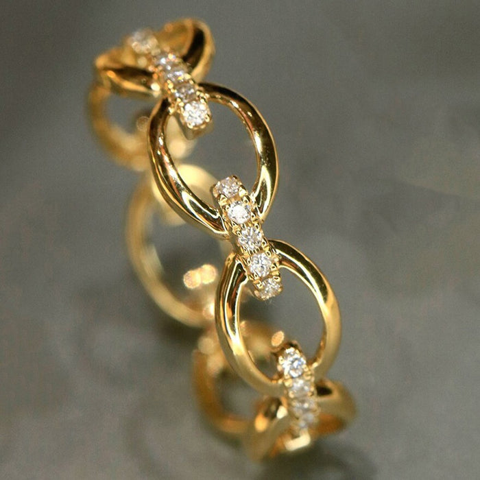 Elegant Princess Style Buckle Ring For Women With Micro Pave Zircon, Refined Statement Accessory