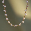 French Court Style Copper Braided Double Layer Pearl Choker Necklace For Women view 2